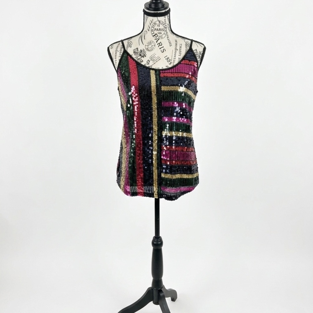 Express Multicolored Sequin Striped Party Tank – Shimmer & Shine!